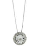 10ct White Gold Diamond Cluster Pendant And Chain 0.30 Carats