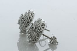 14ct white Gold Round Cluster Diamond Earring 1.40 Carats