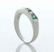 Platinum Semi Eternity Diamond And Emerald Ring (E0.47) 0.19 Carats