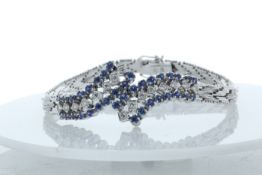 18ct White Gold Diamond And Cornflour Blue Sapphire Bracelet