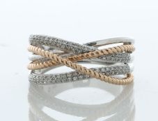 10ct White and Rose Gold Double Band And Rope Diamond Ring 0.33 Carats