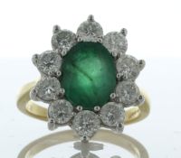 18ct Yellow Gold Diamond And Oval Emerald Ring (E4.00) 2.00 Carats