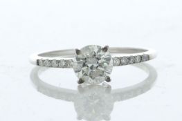 18ct White Gold Single Stone Prong Set With Stone Set Shoulders Diamond Ring (0.90) 1.00 Carats