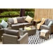 8-Seater Rattan Chair & Sofa Garden Furniture Set - Brown