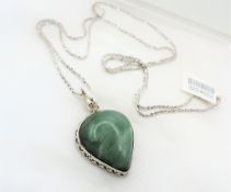 Artisan Sterling Silver Cryoprase Pendant Necklace New With Gift Box