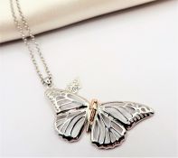 Sterling Silver Butterfly Locket Necklace New With Gift Pouch