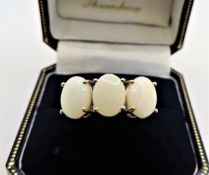 Cabochon Opal Ring Sterling Silver 7.5 Carats New With Gift Pouch