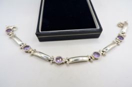 Sterling Silver Amethyst Bracelet With Gift Box