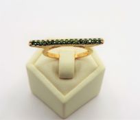 Gold On Sterling Silver Peridot Bar Ring New With Gift Pouch