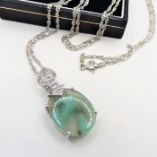 Sterling Silver 14CT Amazonite & Topaz Pendant Necklace New With Gift Box