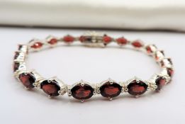 Garnet Bracelet Sterling Silver 20 Carats New With Gift Box
