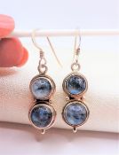 Moonstone Drop Earrings Sterling Silver 2.8 Carats
