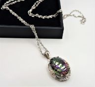 Sterling Silver 14CT Mystic Topaz Pendant Necklace New With Gift Box
