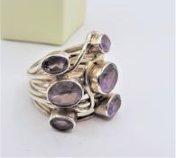 Vintage 1970's Chunky Artisan Sterling Silver Amethyst Ring