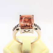 Sterling Silver 4CT Rutilated Quartz Ring New With Gift Pouch