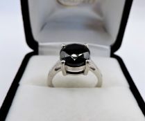 Black Spinel Ring 3.5 Carats Sterling Silver New With Gift Pouch