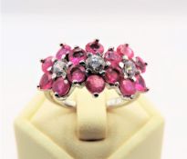Sterling Silver Pink Red Ruby Ring New With Gift Pouch