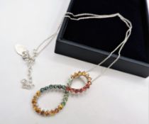 Sterling Silver Pendant Necklace Set With 36 Gemstones New With Gift Pouch