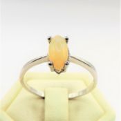 Sterling Silver Cabochon Fire Opal Ring New With Gift Pouch