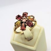 14k Gold On Sterling Silver Tourmaline Gemstone Ring New With Gift Pouch
