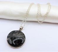 Moss Agate Pendant Necklace Sterling Silver New With Gift Pouch