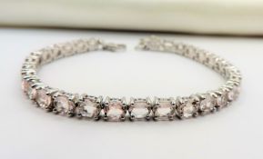 Morganite Tennis Bracelet 13.5 Carats Sterling Silver New With Gift Box