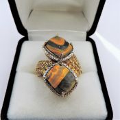 Bumble Bee Jasper Citrine Ring 8cts Sterling Silver New With Gift Pouch