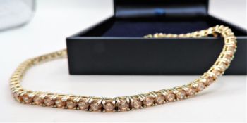 18k Gold On Sterling Silver Golden Citrine Tennis Bracelet New With Gift Box