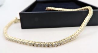 18K Gold On Sterling Silver Tennis Bracelet New With Gift Box