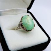 Vintage Artisan 10ct Cabochon Amazonite Ring Sterling Silver