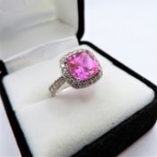 Pink & White Gemstone Ring 3cts Sterling Silver New With Gift Pouch