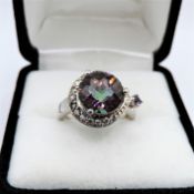 Mystic Topaz Ring 5 Carats Sterling Silver New With Gift Box