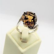 Sterling Silver 8CT Palmeria Citrine & Sapphire Ring New With Gift Box