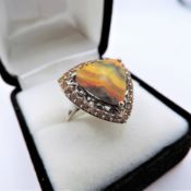 Bumble Bee Jasper Citrine Ring 8 Carats Sterling Silver New With Gift Pouch