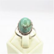 Vintage Artisan Sterling Silver 12CT Cabochon Amazonite Ring
