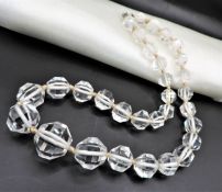 Art Deco Facet Cut Rock Crystal Necklace Circa 1930's