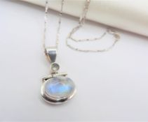 Vintage Artisan Moonstone Pendant Sterling Silver