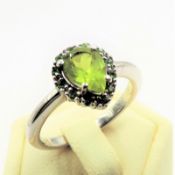 Sterling Silver Peridot Ring New With Gift Pouch