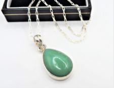 Artisan Sterling Silver Chrysoprase Pendant Necklace