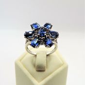 Sterling Silver 4CT Sapphire Ring 'New' With Gift Pouch