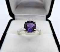 Amethyst Ring In Sterling Silver New With Gift Pouch