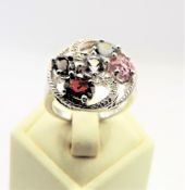 Sterling Silver Multi Colour Gemstone Ring New With Gift Pouch