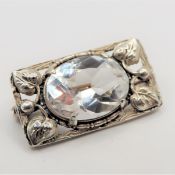 Antique Arts & Crafts Sterling Silver 10CT Rock Crystal Brooch