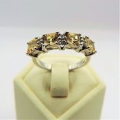 Sterling Silver Lemon Citrine & Topaz Ring 'New' With Gift Pouch