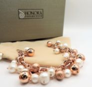 Honora Rose Gold Cultured Pearl Bracelet New With Gift Box