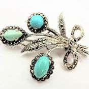 Vintage Shipton & Co Silver Turquoise Brooch c.1965
