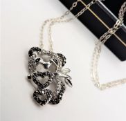 Sterling Silver Diamond Koala Bear Pendant Necklace New With Gift Pouch
