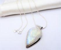 Chunky Vintage Artisan Moonstone Pendant Sterling Silver