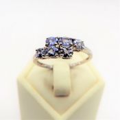 Sterling Silver Tanzanite Gemstone Ring 'New' With Gift Pouch