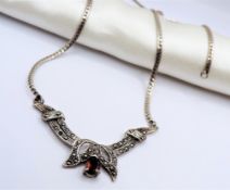 Vintage Garnet Necklace Sterling Silver